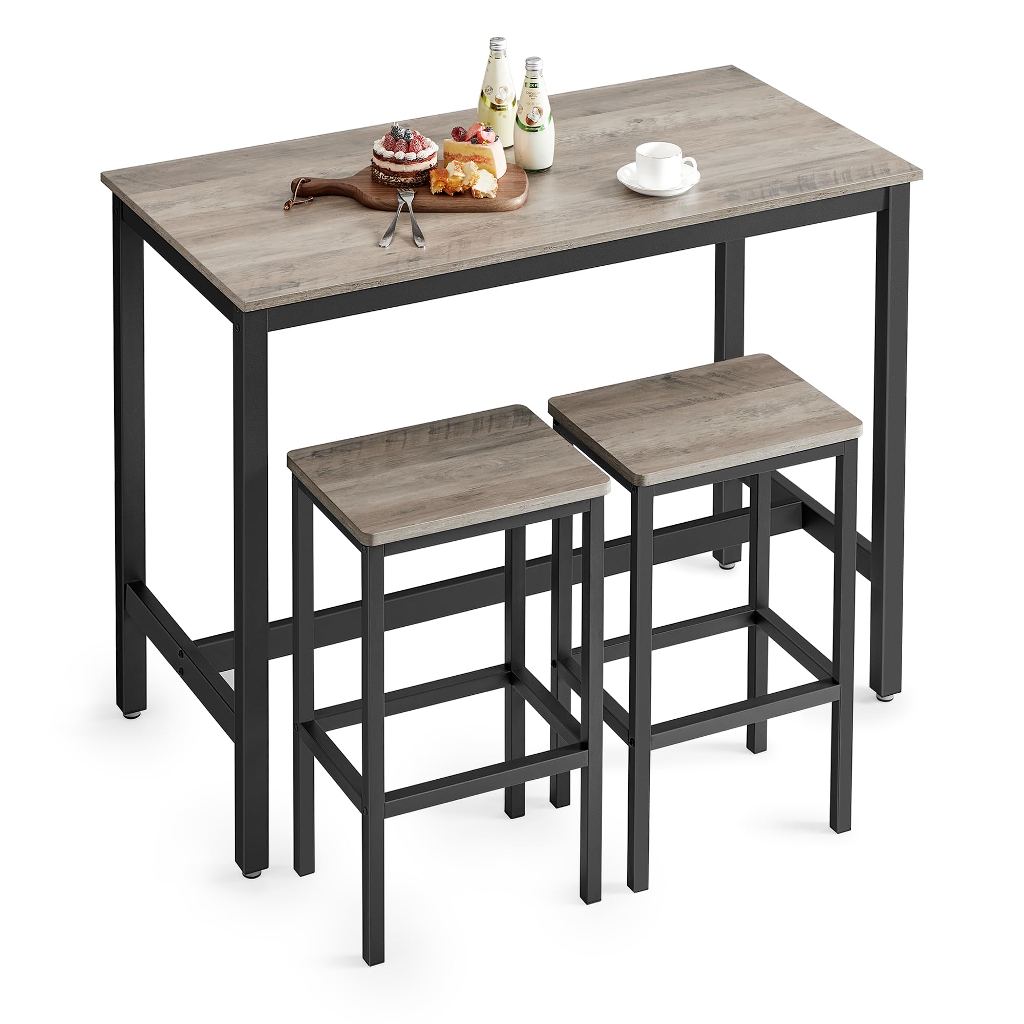VASAGLE Bar Table Set, Bar Table with 2 Bar