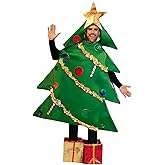 Arvilhill Christmas Tree Costume with Gift Box Shoes Mens Holiday Party Cosplay Outfit Set (M/XL)