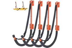 BALAVA Kayak Storage Rack 4 Pack,Kayak Wall Mount,Kayak Rack for Garage with Elastic Adjustable Strap,Heavy Duty Kayak Hanger Kayak Hook for Hanging Bicycle Surfboard Snowboard Kayaks Canoe(6 Colors)