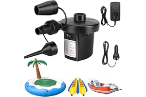 Pompe à air électrique pour gonflables, pompe à air portable rapide avec 3 buses pour matelas d'air, lits, sacs de compressio