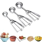 Ice Cream Scoop, 3Pcs Cookie Scoop Set, Stainless Steel Ice Cream Scooper with Trigger Release, Large/Medium/Small Cookie Sco