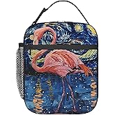 cromcu Insulated Lunch Box for Girls Women Kids Flamingo Lunch Bag for Work Picnic School Travel Hiking Beach or Fishing Artistic Watercolor Style Polyester