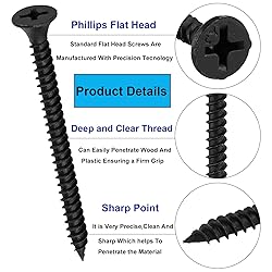 HanTof 155 Pcs Black High Hardness Drywall Screws