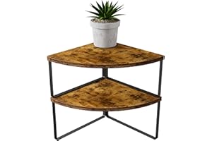 GOLENER Corner Shelf Countertop Organizer - Set of 2 Corner Shelves for Kitchen Cabinet Organizer, Spice Rack, Stackable Bathroom Organizers and Storage, Sink Rack, Corner Cabinet, Counter Decor, Rustic Brown