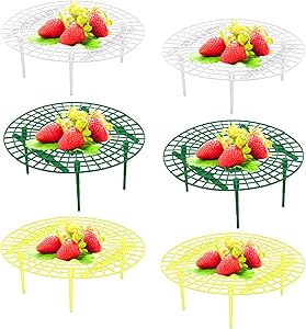 AUHOKY 6 Packs Strawberry Supports Plant Cages Cradles, Premium Plastic Vegetable Growing Rack Plant Climbing Rack, Garden Stand Keeping Fruit Elevated to Avoid Ground Rot(Green+Yellow+White)