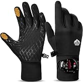 Running Winter Gloves with Watch Window, Warm Hiking Gloves for Men Women | Lightweight Touchscreen NO-slip Insulated Gloves Liners, Warm Winter Gloves for Driving Hiking Walking Cycling Biking