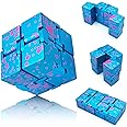 DOLASEV Fidget Toys for ADHD Adults, Metal Infinity Cube, Fidget Toys for Kids 5-7, 8-12, Autism Fidget Toys for Boys Girls (Blue Pink)
