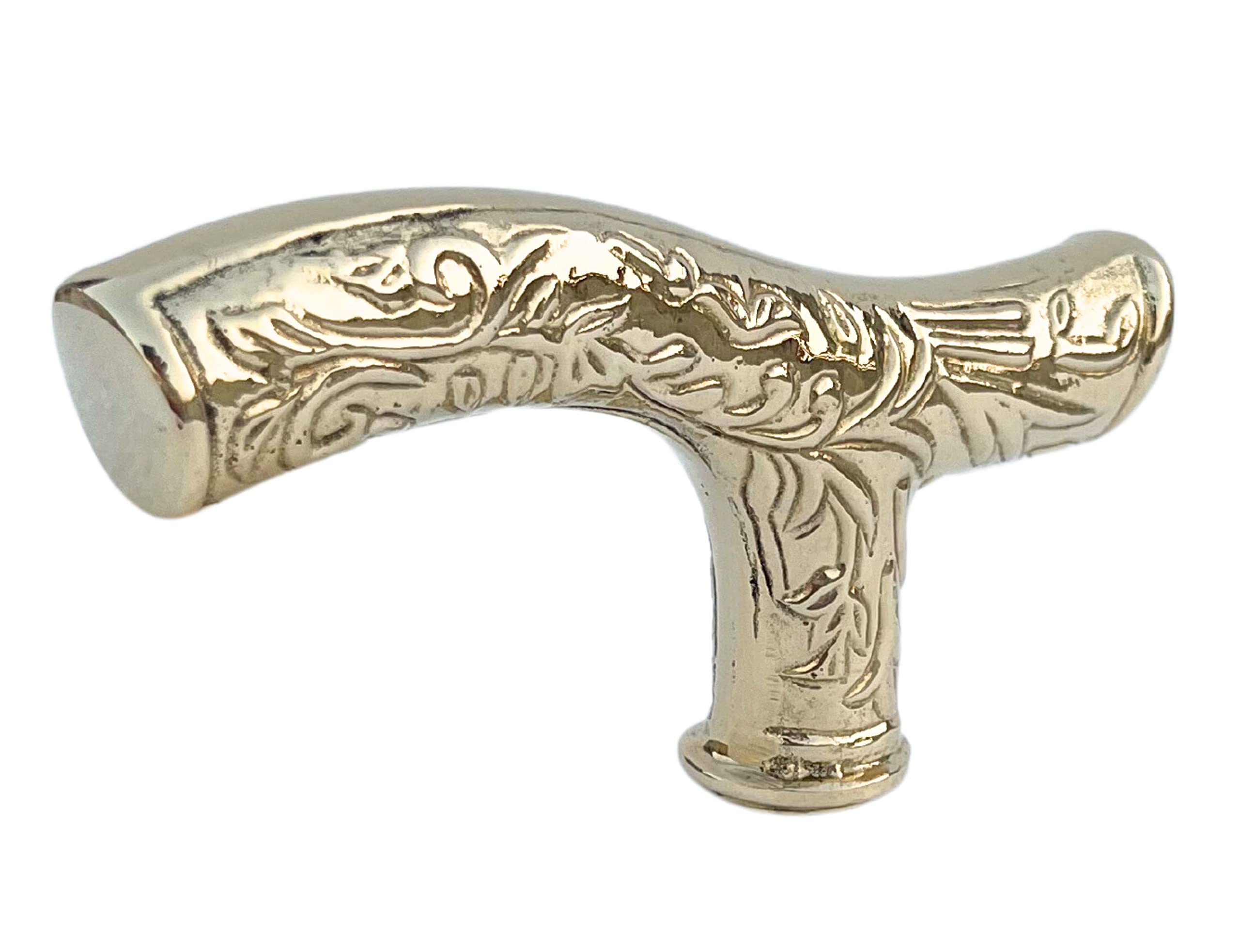 Medieval Replicas Handmade 4.8” Fritz Walking Stick/Cane-Vintage-Look Brass Handles with Carved Detailing, Wood, Gold, 3.8 x 3.9 x 0.7