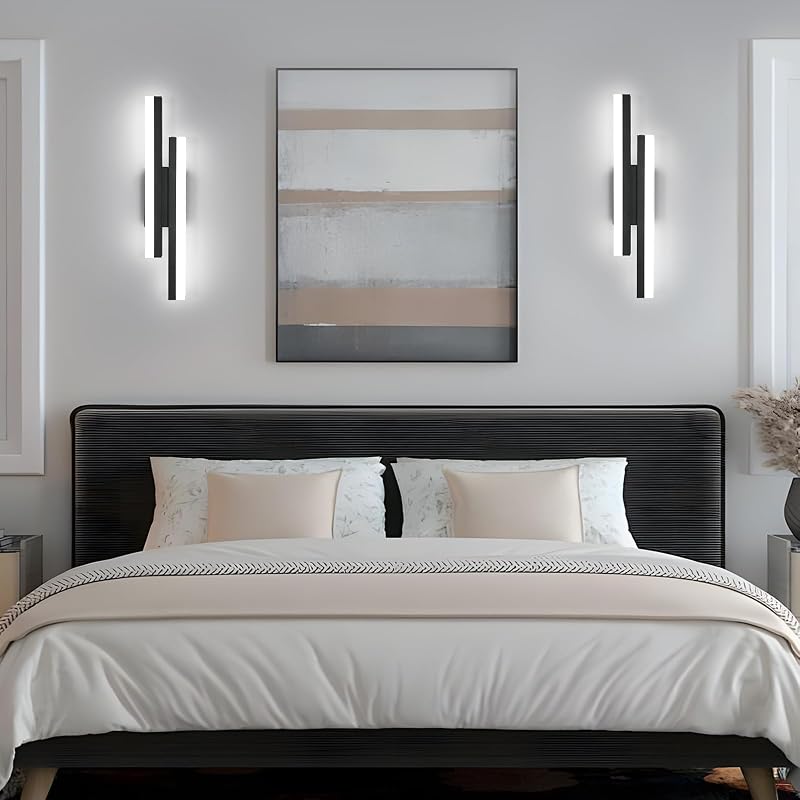 Aplique Pared Interior Negro 16W, 6500K Luz Blanca, 40cm