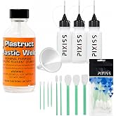 Plastruct Plastic Weld with 3 Pixiss Needle Tip Bottles, Small Funnel, and Pixiss Swabs &ndash; Ultimate Plastic Cement and Adhesive Kit for Model Building, Repairs, and Craft Projects