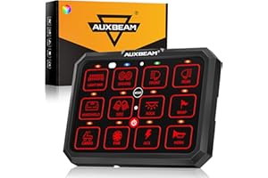 Auxbeam 12 Gang Switch Panel RB120 Toggle Momentary Pulsed RGB Dimmable Switch Panel Multifunction Switch Panel Two Sided Out