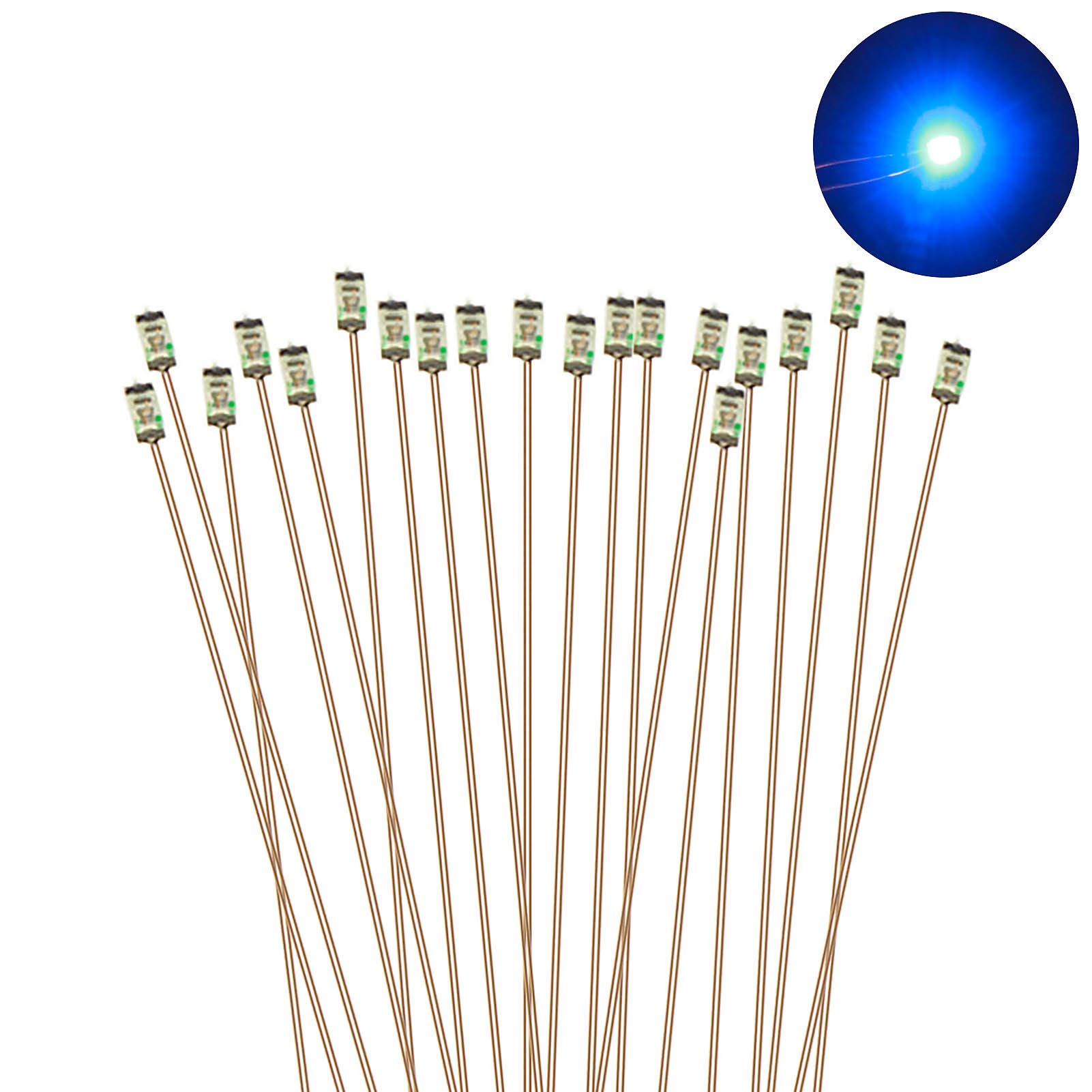 Evemodel C0603B 20pcs Pre-soldered micro 0.1mm Copper Wired BLUE SMD Led 0603 NEW