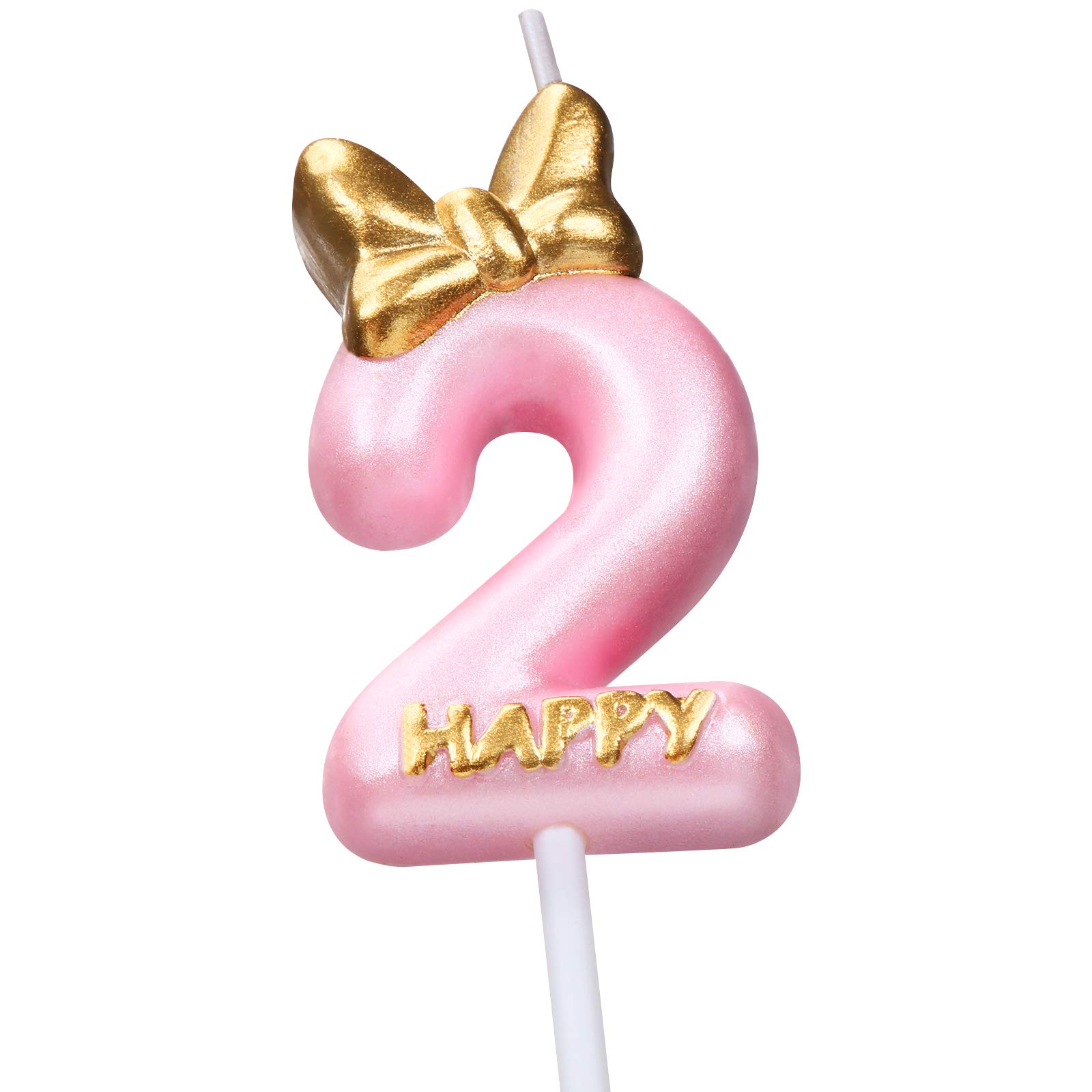 Photo 1 of Nuanchu Pink Number 2 Candle Girl Happy Birthday Topper, for Birthday Cake Baking Celebration Reunions Anniversary Party Supplies