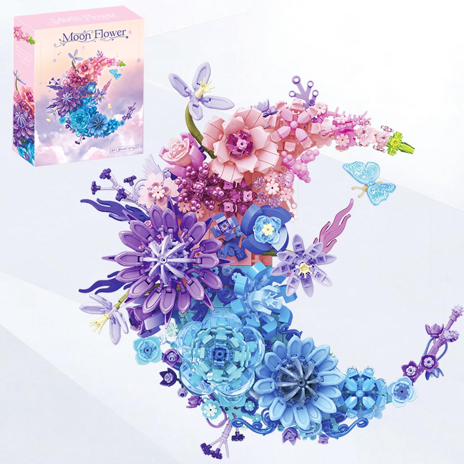 Photo 1 of **PARTS ONLY, PARTIALLY ASSEMBLED** Flower Building Set Botanical Collection Set 934 PCS Crescent-Shaped Flower Botanical Bonsai Building Set Artificial Flowers for Home Decor - Gift for Birthday, Mother's Day Pink
