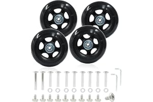Zorveiio 4 Pack 45mm x 18mm Suitcase Replacement Wheels Lnline Skate Wheels Travel Bags Caster Rubber Wheels Luggage Wheels with Accessories, Black
