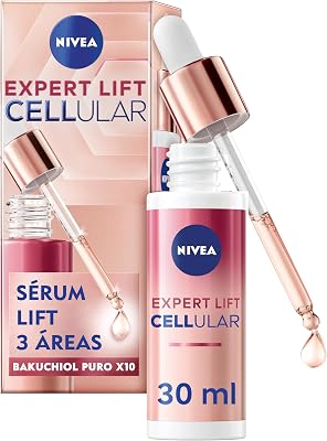Nivea cellular expert lift serum lift 3 áreas (1 x 30 ml), soro antirrugas com x10 bakuchiol puro altamente concentrado, soro antienvelhecimento para rosto, pescoço e decote