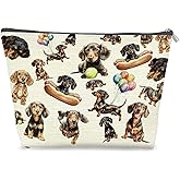 LRWHDFW Funny Dachshund Makeup Bag Gifts for Women, Gifts for Dachshund Lovers, Weiner Dog Cosmetic Bag, Sausage Doxie Dog Zipper Makeup Pouch Travel Toiletry Bags