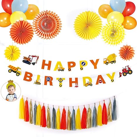 Amazon Com Construction Yellow Happy Birthday Party Suppllies Kit