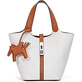 Kadynow Tote Bag for Women Vegan Leather Bucket Purse for Women Top Handle Handbag Shoulder Bag with Detachable Small Purse