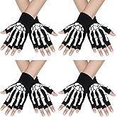 SATINIOR Skeleton Fingerless Gloves for Men Women Winter Half Finger Skull Goth Bone Hand Glove Unisex Skeleton Gloves