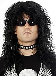 ALLAURA 80s Wig Rocker Wig Black Wig Men Mullet