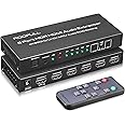 ROOFULL 5 Port 4K@60Hz HDMI Switch with Optical & 3.5mm AUX Audio Out, 5 in 1 Out HDMI 2.0 Switch Audio Extractor with Remote, Support ARC, HDR 10, HDCP 2.2, 18Gbps, Dolby Vision/Atmos, 3D, 1080P