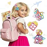 MAGBLOCK Magnetic Tiles Travel Toys for Kids 52PCS, Airplane Travel Essential Activities Magnet Building Toys for Boys Girls 3-8 Road Trip Sensory Toy, Educational Gifts for Toddler 3 4 5 Year Old