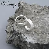 Vicmag 2 Pcs Magnetic Copper Ring Women Ultra Strength Adjustable Frosted Silver view 9
