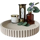 OAKOA Round Decorative Tray for Coffee Table Decor - Concrete Round Tray Home Decor - Bandejas Decorativas - Circle Coffee Table Centerpiece