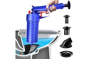 SYEYYDS Toilet Plunger Set, Drain Clog Remover With 4 Sized Suckers, High Pressure Air Drain Blaster Gun, Tub Drain Cleaner Opener, Sink Plunger for Bathroom, Kitchen, Toilet, Floor Drain, Clogged Pipe