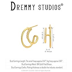 DREMMY STUDIOS Dainty Double Moon Stud Earrings for