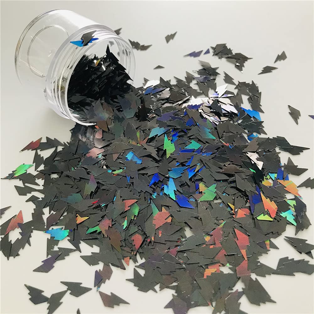 10 Grams/Pack - Lightning Shape Holographic Glitter Sequins for Resin DIY Making Art Craft Nail Makeup Decoration Accessories LB1000