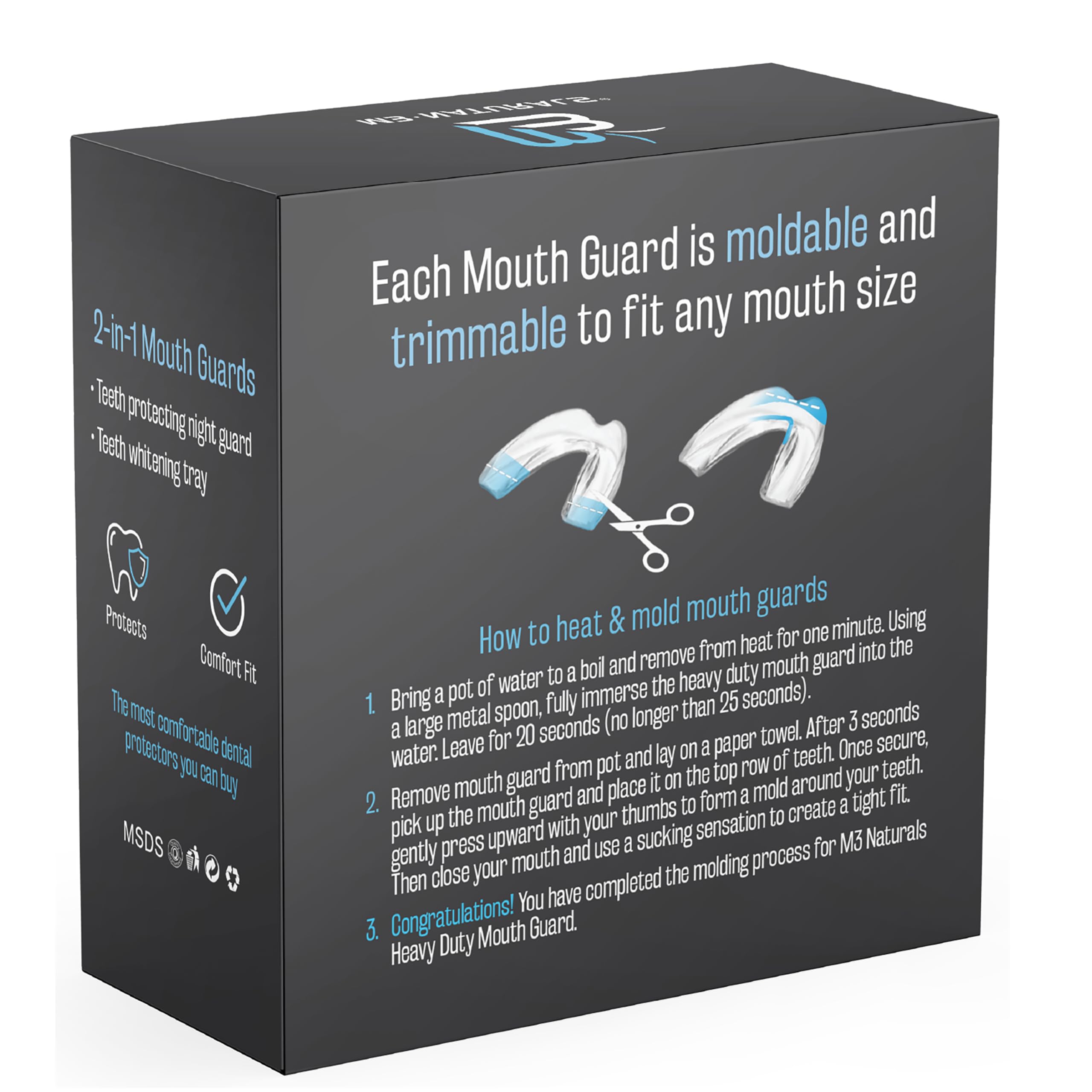 Mouth Guard for Grinding & Clenching Teeth BPA Free 4 Guards for Adults & Kids Dental Guards Bite Guards Night Guards for Teeth Grinding Teeth Grinding Mouth Guard for Sleep by M3 Naturals