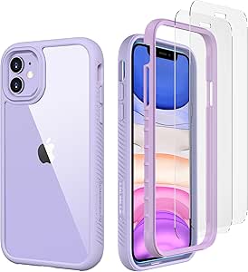 Amazon Com Cellever Compatible With Iphone 11 Case Clear Full Body Heavy Duty Protective Case Anti Slip Full Body Transparent Cover Designed For Iphone 11 2x Glass Screen Protector Included Light Purple