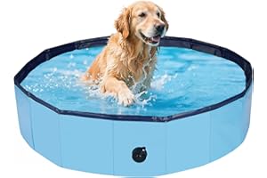 RINLING Ringling Dog Pool, Foldable Dog Swimming Pool Collapsible Pet Bathtub for Pets Cats 47.2"x12"(Blue L)