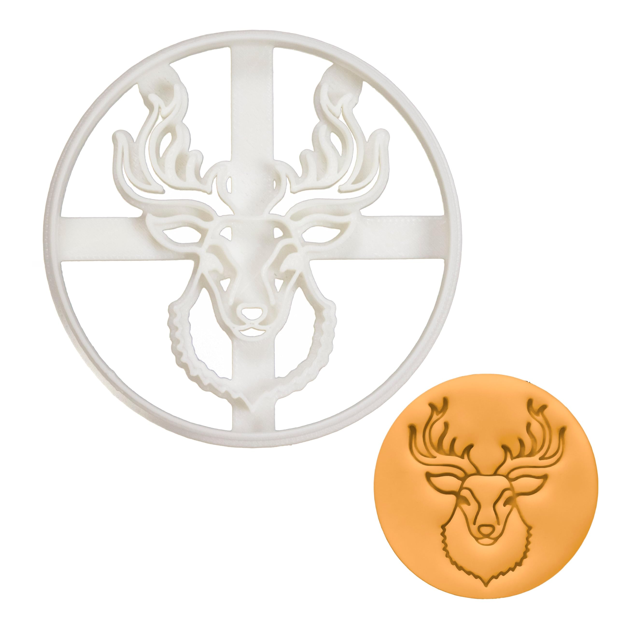 BAKERLOGY Stag Head Cookie Cutter - Detailed Biscuit Cutter Design for Baking and Crafts, Ideal on Fondant, Dough, Clay