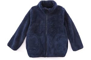 CECORC Mommy and Me Fleece Jacket for Boys and Girls, Soft & Cozy Full-Zip Flannel Coat, Winter Warm Stand-Collar Outerwear
