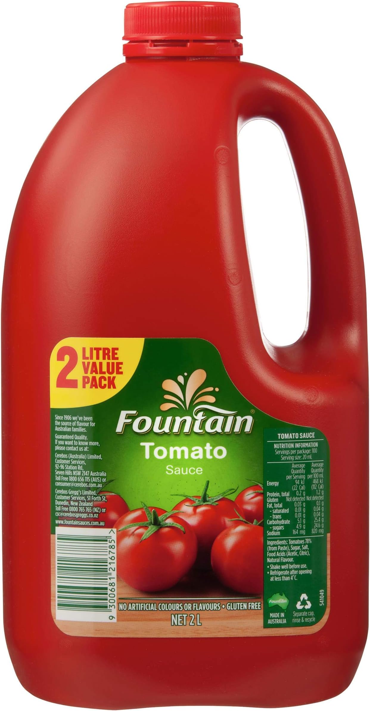 Fountain Sauce Tomato Gluten Free 4l