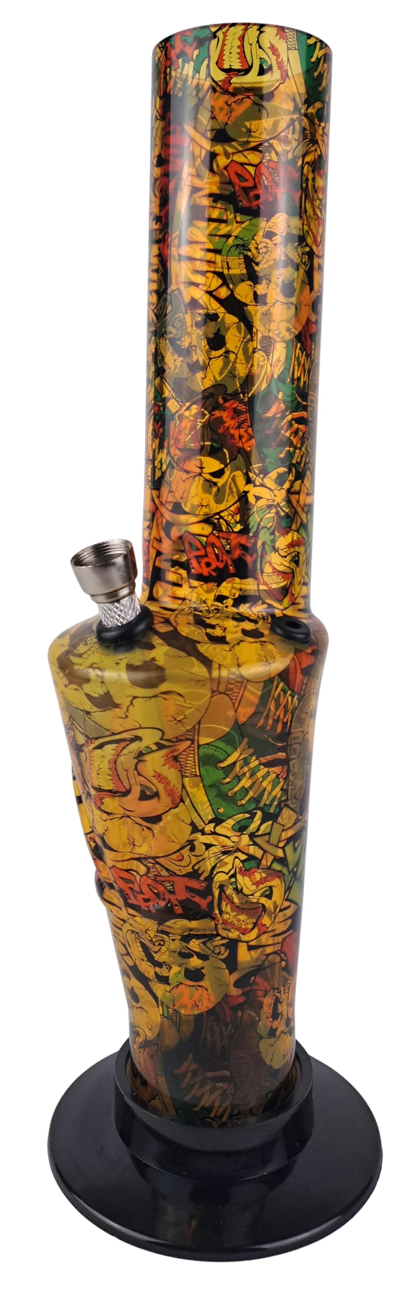 Graffiti Decal Bong 32cm Tall Acrylic (Gold)
