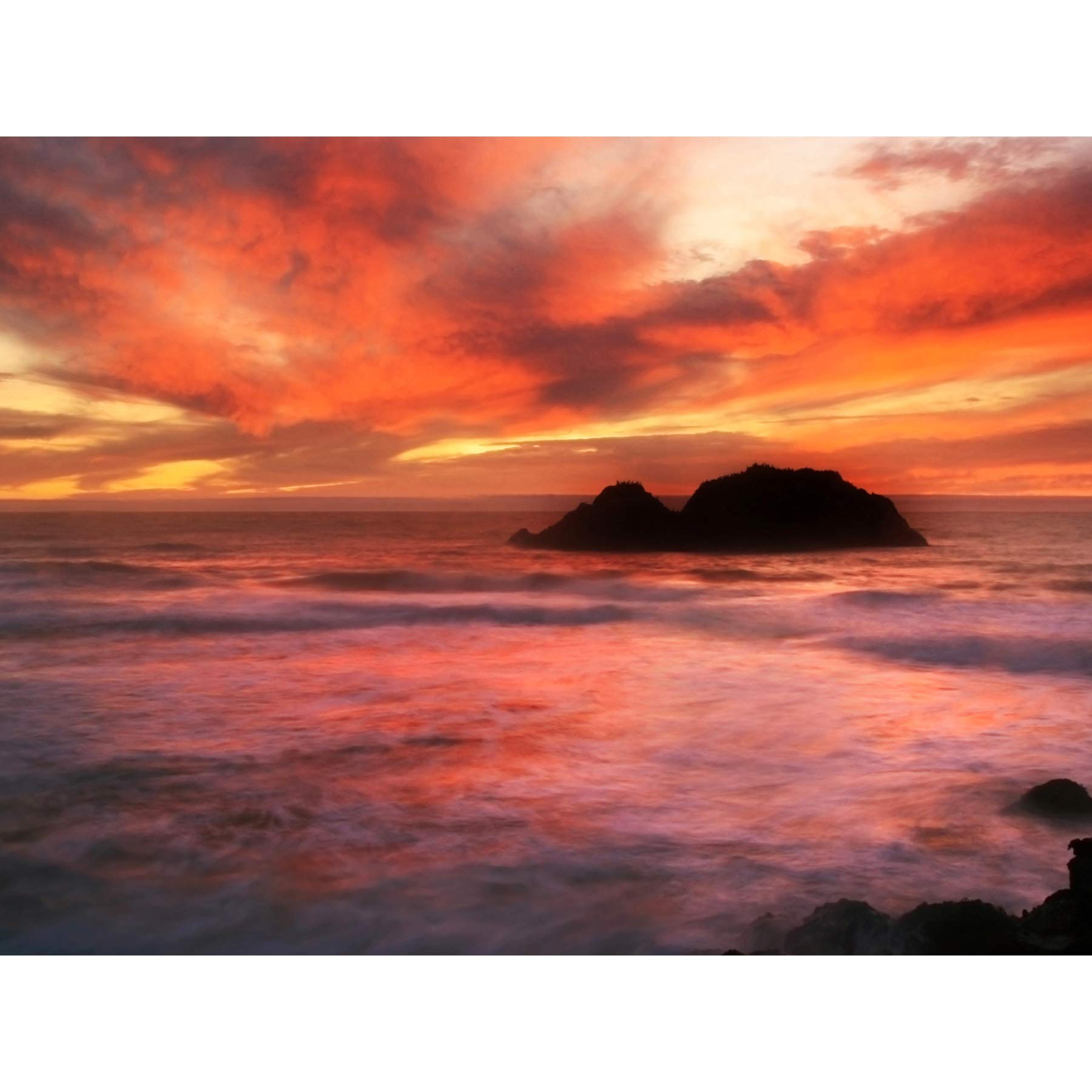 Brocken Sutro Bath Sunset San Francisco Photo Premium Wall Art Canvas Print 18X24 Inch