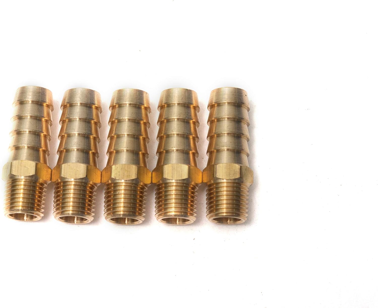 LTWFITTING Brass Barbed Fitting Coupler/Connector 1/4-Inch Male BSPT x 12mm Hose Barb(Pack of 5), Tubing ID: 1/2"(12mm)