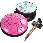 Ubblove Steel Tongue Drum for Kids: 6 Inch 11 Note Rain Drum for Beginners | Music Score and Note Stickers Guide Simple Melodies - Steel Drum with Bag for Music Practice Kids Music Gifts Meditation Pink