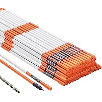 VEVOR Driveway Markers, 100PCS 48 inch, 0.31 inch Diameter, Orange Fiberglass Poles Snow Stakes with Reflective Tape, 12" Ste