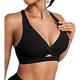 Sports Bras for Women Push Up Medium Impact Racerback Workout Yoga Bra Womens Deep V Padded Sports Bra with Support Gym Tops