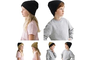 Rosoz Kids Knit Beanie Boys Girls Beanies- Kids Winter Reversible Beanie Hats with Double Sides for 7-12 Years