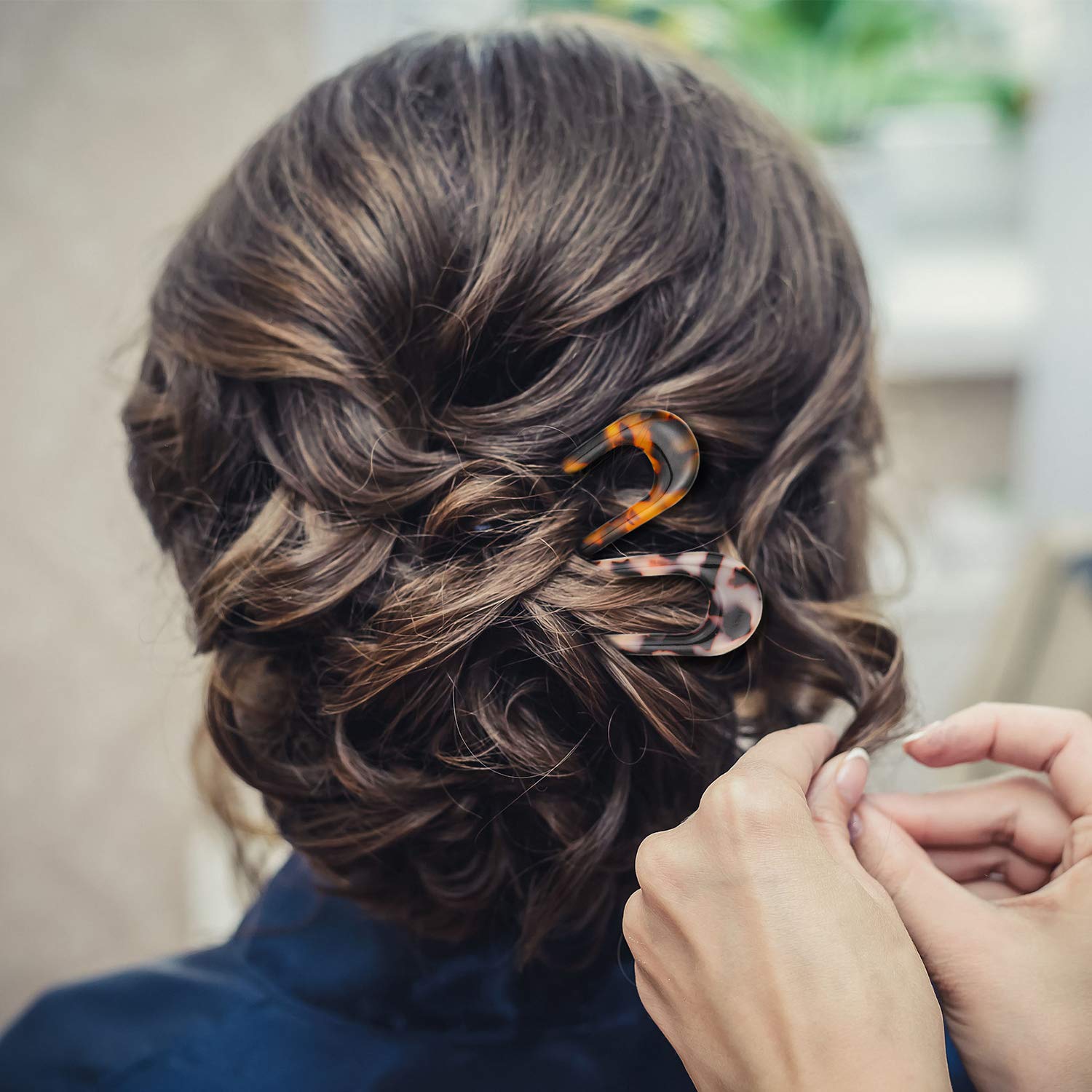 4 Pieces Cellulose Acetate Tortoise Shell U-Shaped Hair Pin French Style Hair Stick 2 Prong Updo Chignon Pins for Women Girls : Beauty