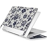 Premium Crystal Case for HP Envy x360 16-inch 2-in-1 Laptop 2024 Release, Floral Patterns Ultra-Slim Lightweight Scratch-Resistant Black Hard Shell with Professional Protection, Navy Flowers