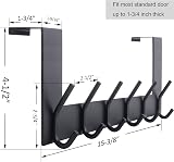 WEBI 6 Coat Hooks Over Door Hanger Rack for Towels Clothes Bathroom Black view 2