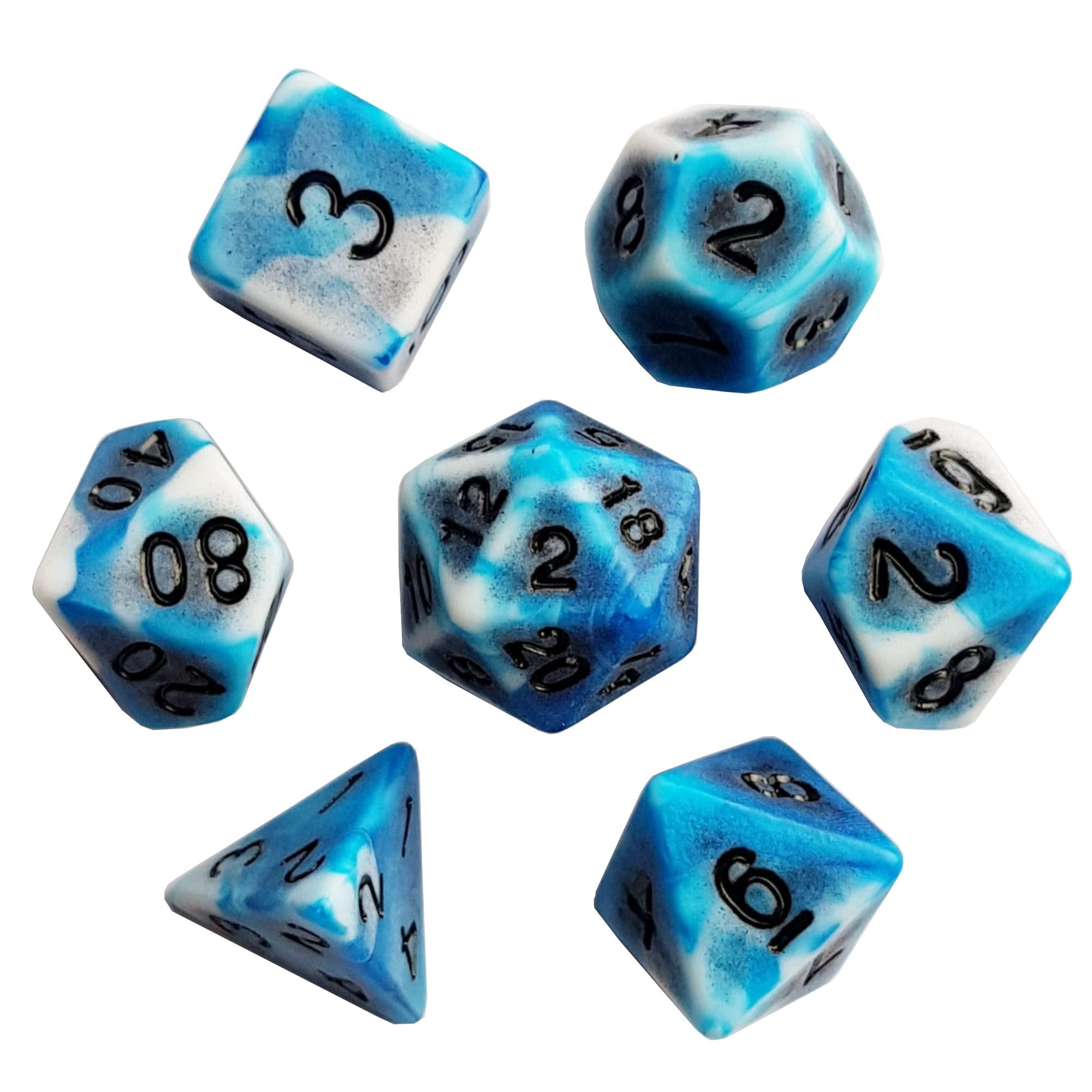 Beast Totem Dice - MULTIPLE SYLES - Polyhedral TTRPG Dice - for RPGs card games and Tabletop RPG's - CHOOSE YOUR STYLE (Mottled Blue)