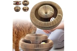 ZENKLET Kitty Kurlz, Kitty Kurlz Cat Toy, Cat Accordion Toy, The Interactive Mental Physical Exercise for Cats, Interactive Scratch Pad Cat Toy with Toy Bell Ball (1Pcs)